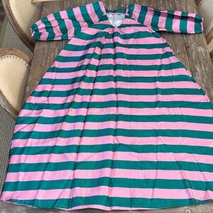 Elegant Pink and Green Striped dress